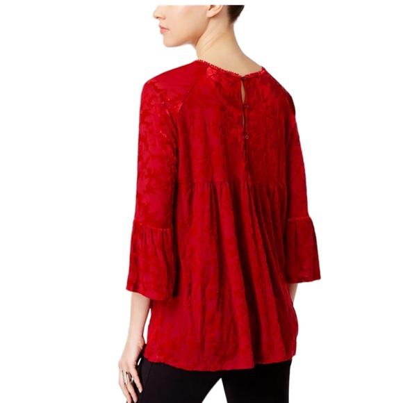 John Paul Richard Textured Peasant Top Sundried Tomato Burnout Size XL NWOT - Picture 3 of 11